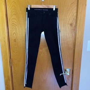 Black Skinny Jeans with White Stripes